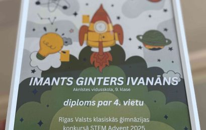 Panākumi matemātikas konkursā STEM Advent 2025