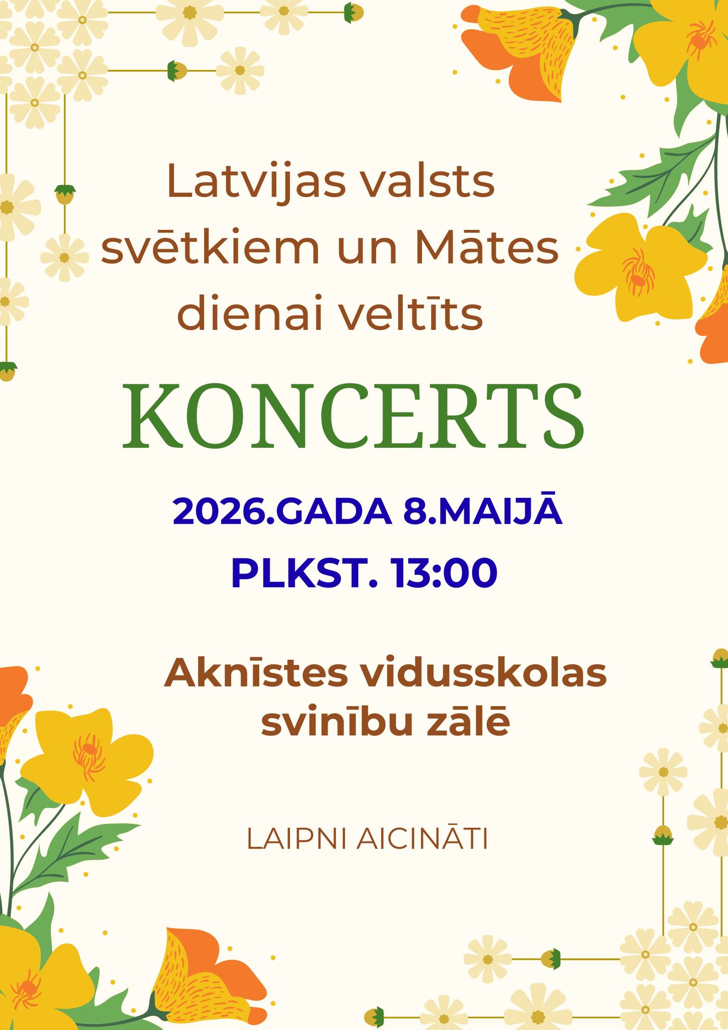 Latvijas Valsts svētkiem un Mātes Dienai veltīts koncerts